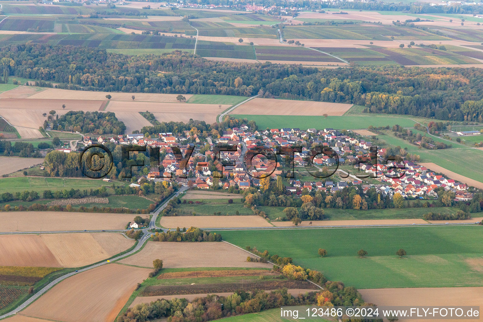 Barbelroth in the state Rhineland-Palatinate, Germany from above