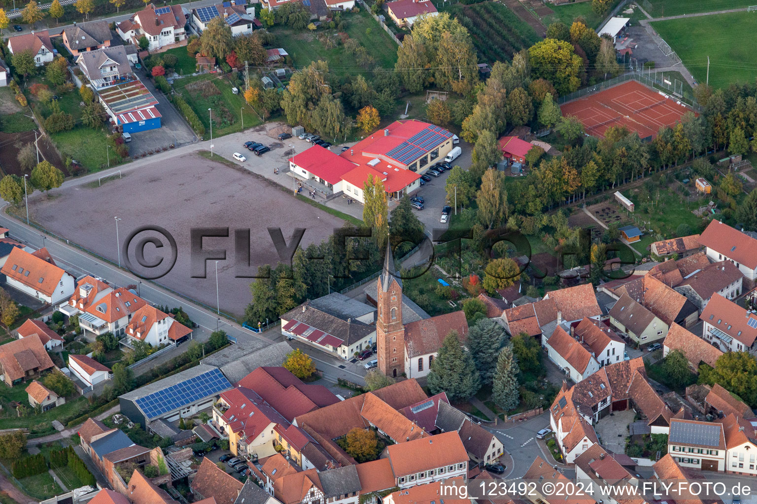 Protestant parish church in the district Drusweiler in Kapellen-Drusweiler in the state Rhineland-Palatinate, Germany