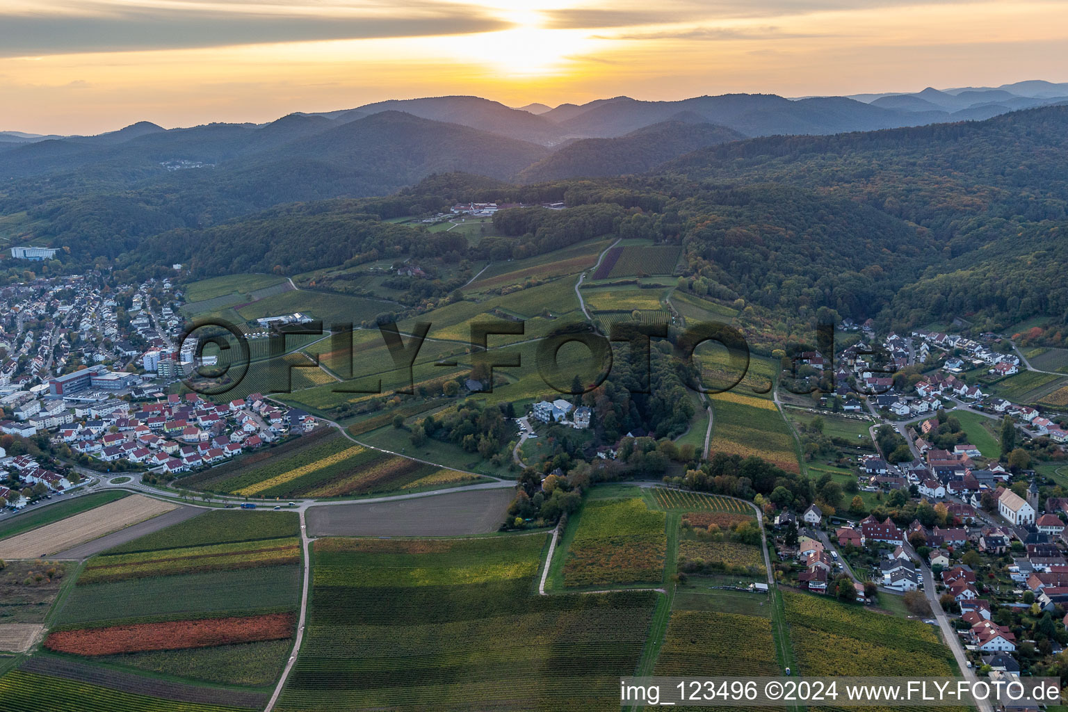 Palace Weinstrasse 89A at sunset in Bad Bergzabern in the state Rhineland-Palatinate, Germany