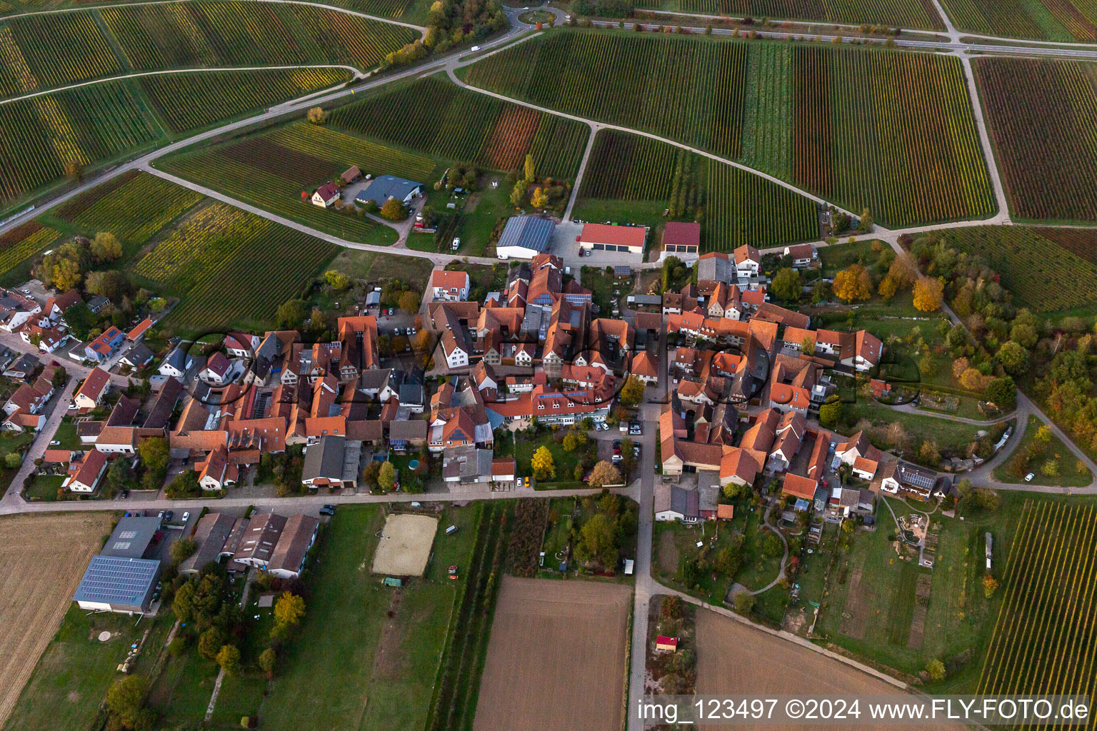 District Oberhofen in Pleisweiler-Oberhofen in the state Rhineland-Palatinate, Germany out of the air