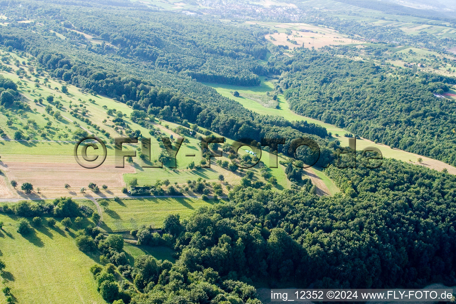 Kettelbachtal Nature Reserve in the district Obernhausen in Birkenfeld in the state Baden-Wuerttemberg, Germany from the plane