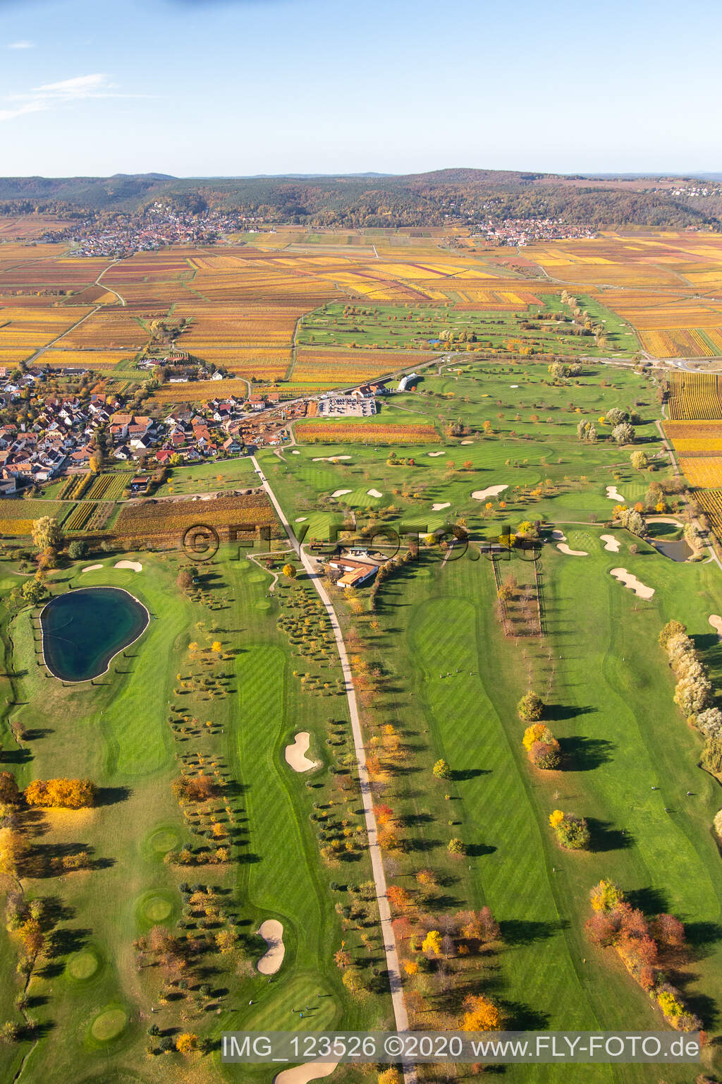 Grounds of the Golf course at Golfgarten Deutsche Weinstrasse - Dackenheim - GOLF absolute in Dackenheim in the state Rhineland-Palatinate, Germany from above