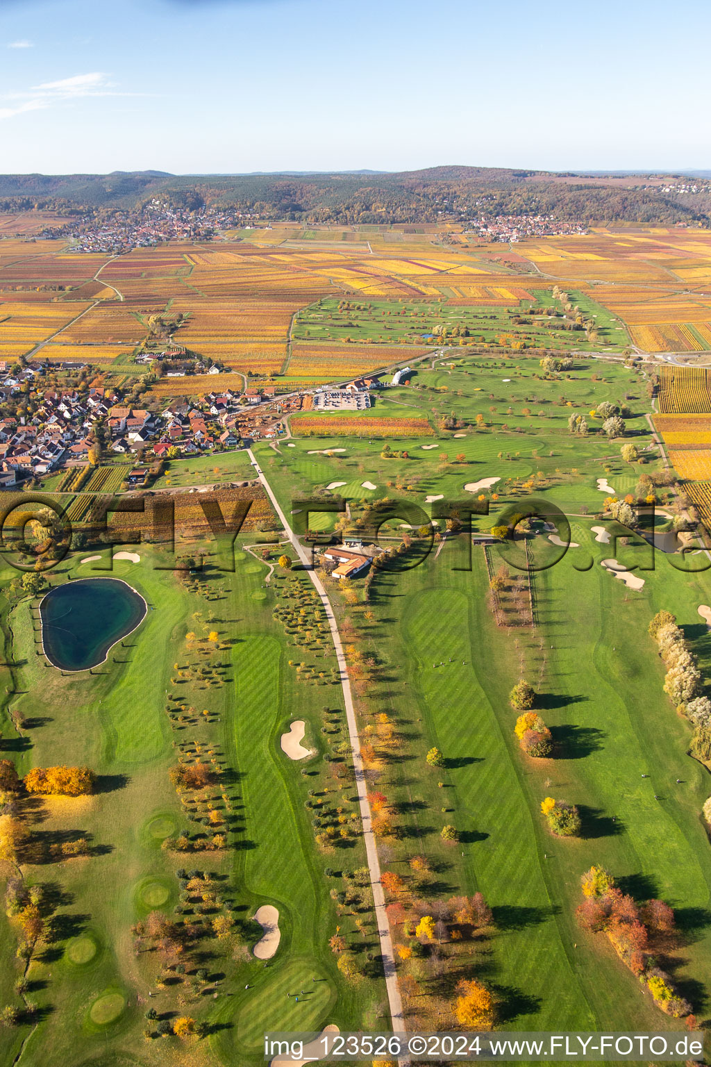 Grounds of the Golf course at Golfgarten Deutsche Weinstrasse - Dackenheim - GOLF absolute in Dackenheim in the state Rhineland-Palatinate, Germany from above