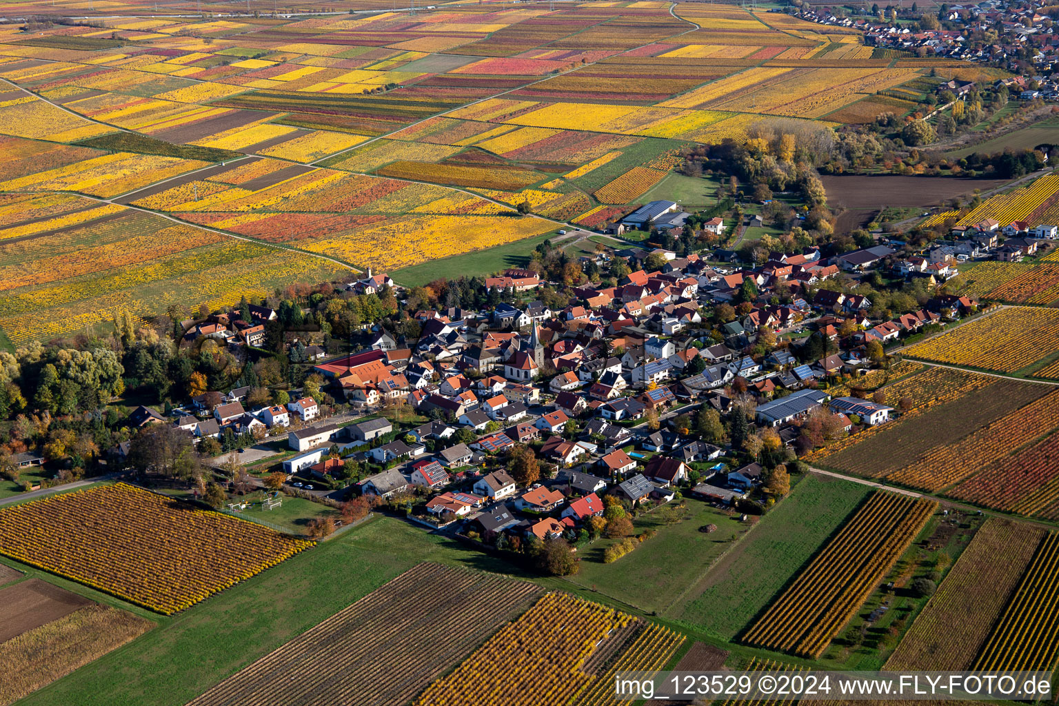 Aerial photograpy of Bissersheim in the state Rhineland-Palatinate, Germany