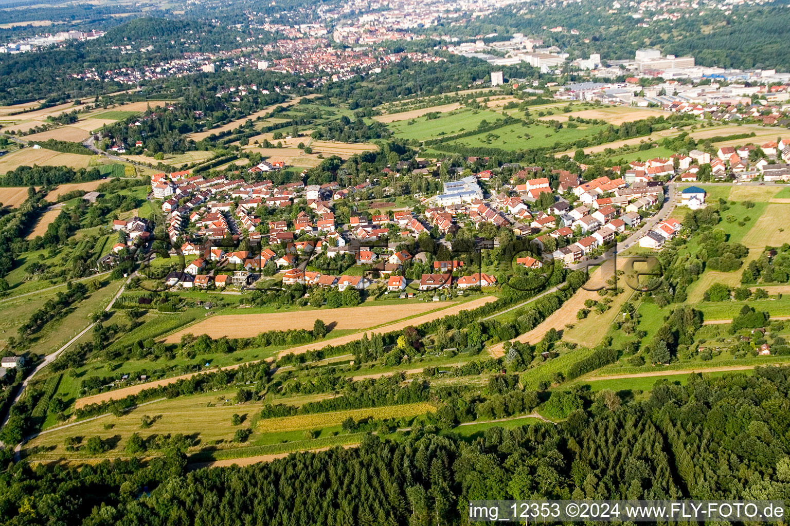 Town View of the streets and houses of the residential areas in Birkenfeld in the state Baden-Wurttemberg