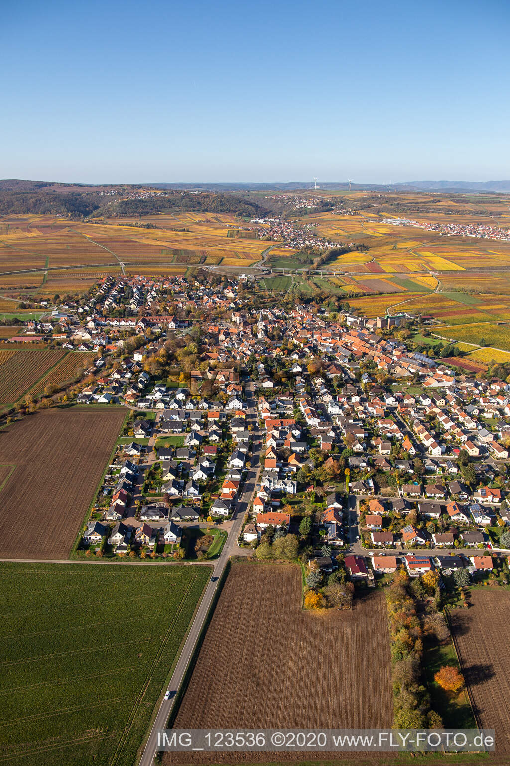 Oblique view of Kirchheim an der Weinstraße in the state Rhineland-Palatinate, Germany