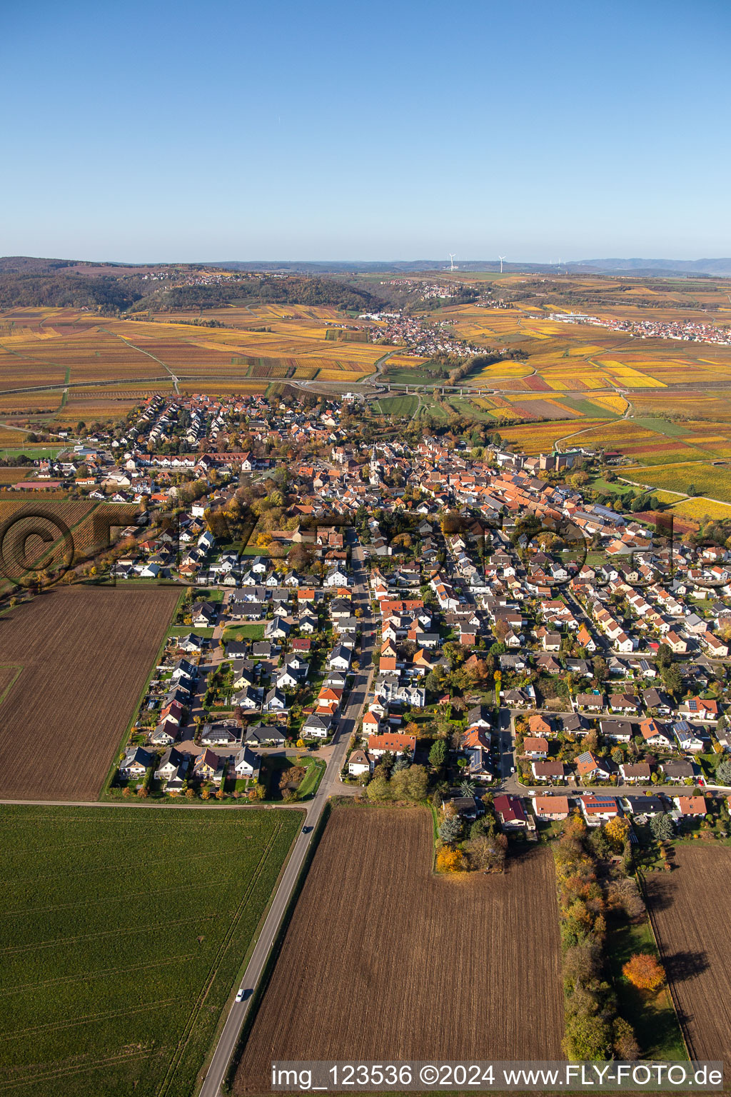 Oblique view of Kirchheim an der Weinstraße in the state Rhineland-Palatinate, Germany