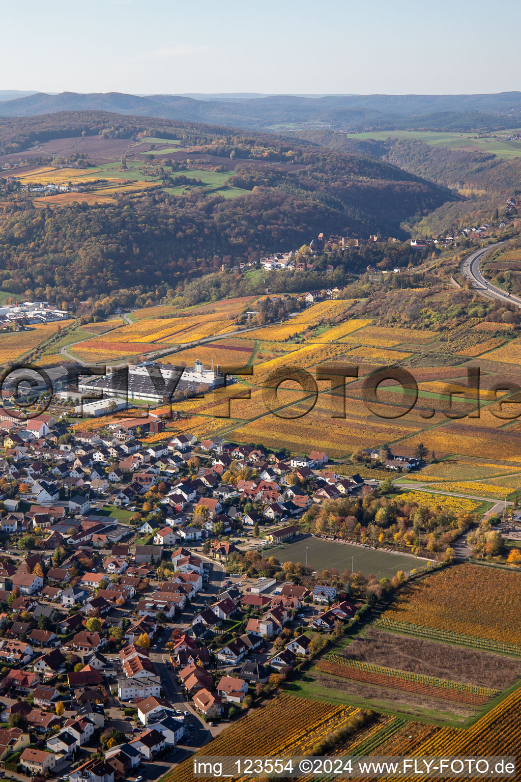 Building and production halls on the premises of Wellpappenfabrik GmbH in the district Sausenheim in Gruenstadt in the state Rhineland-Palatinate, Germany