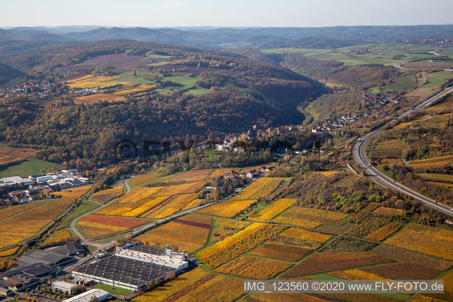 Aerial photograpy of Neuleiningen in the state Rhineland-Palatinate, Germany