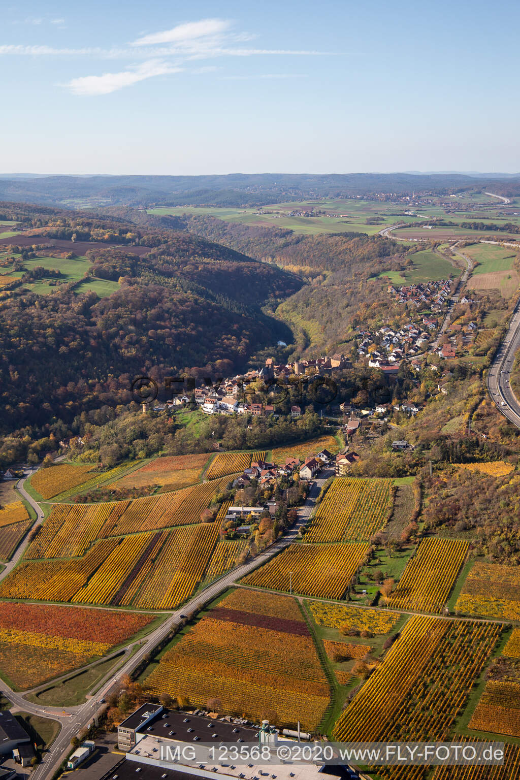 Neuleiningen in the state Rhineland-Palatinate, Germany seen from above