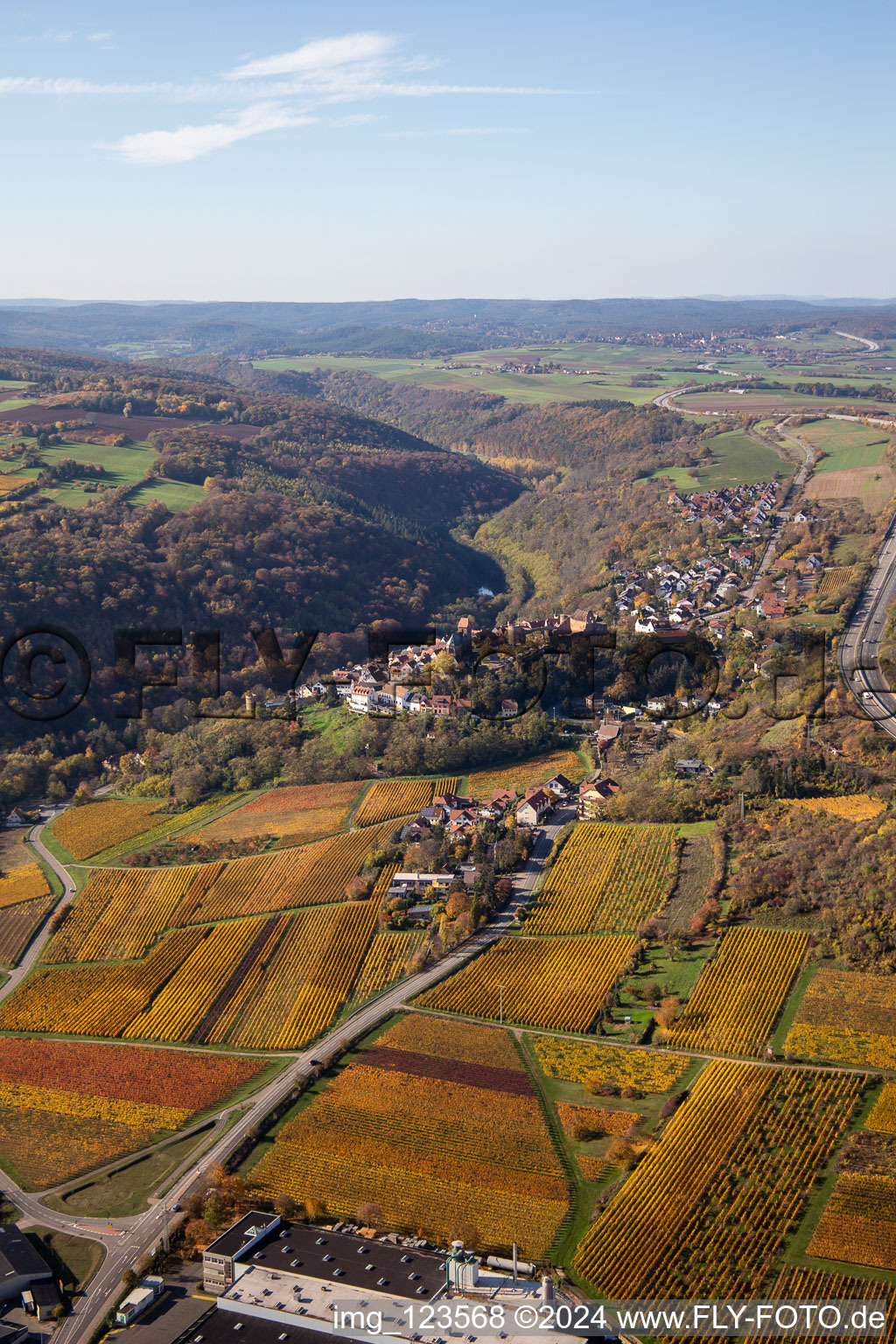 Neuleiningen in the state Rhineland-Palatinate, Germany seen from above