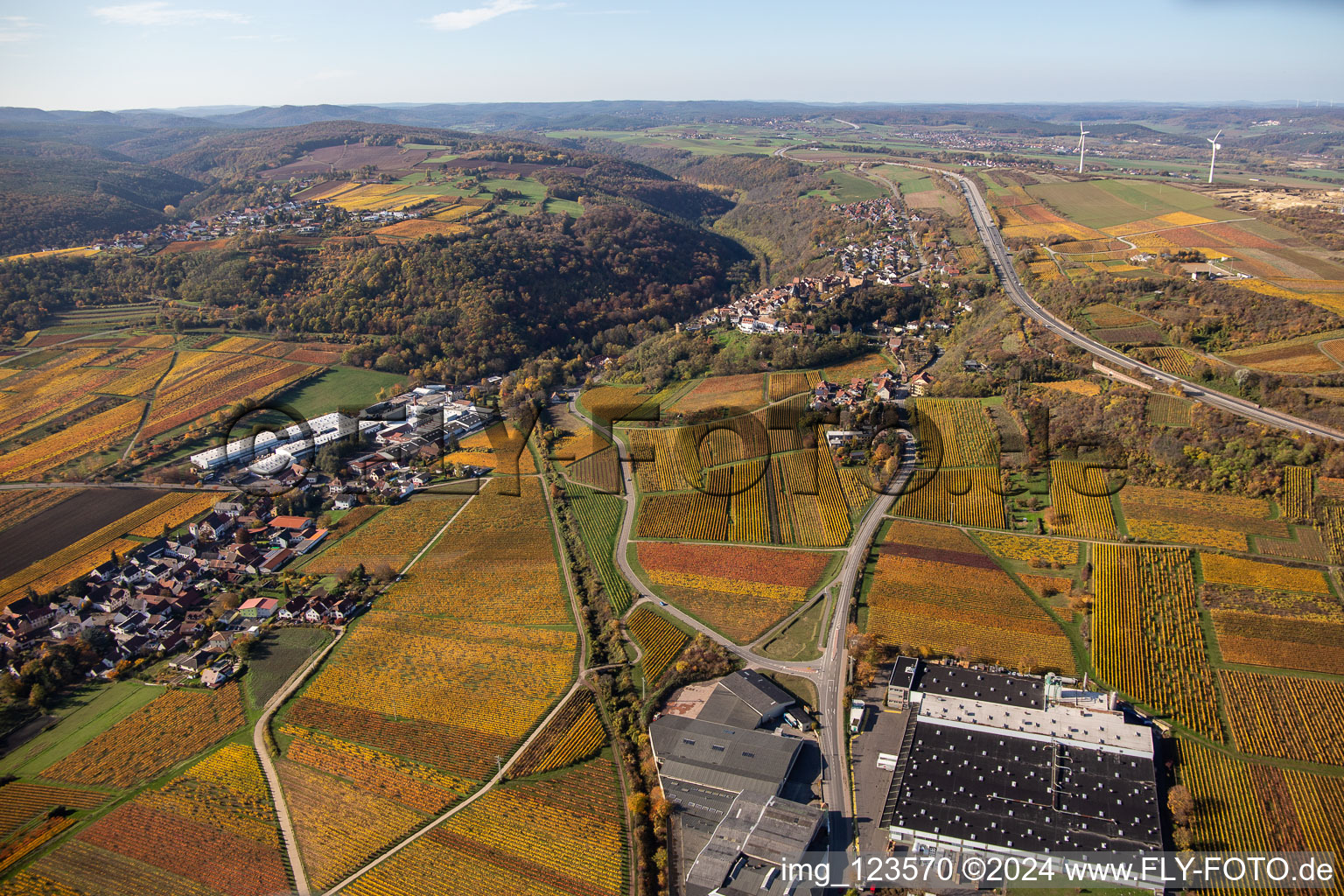 Bird's eye view of Neuleiningen in the state Rhineland-Palatinate, Germany