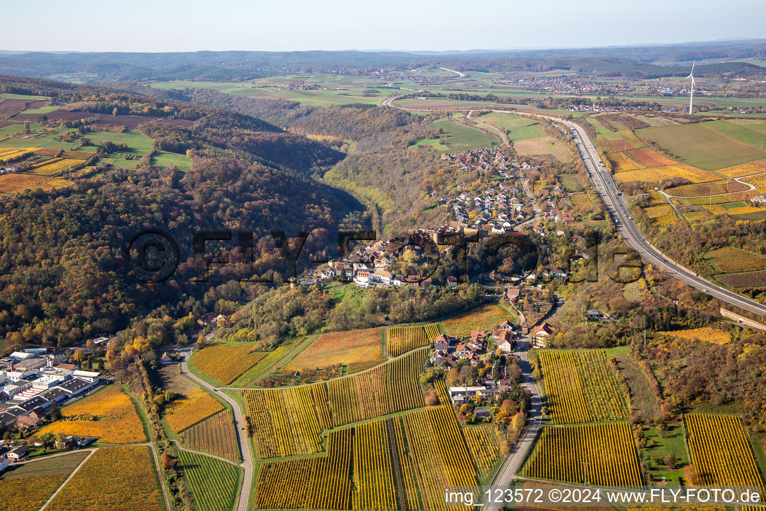 Neuleiningen in the state Rhineland-Palatinate, Germany viewn from the air