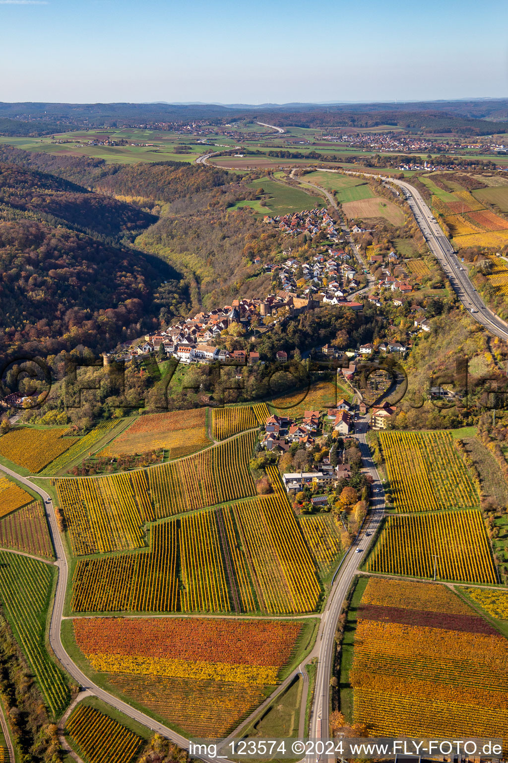 Drone recording of Neuleiningen in the state Rhineland-Palatinate, Germany