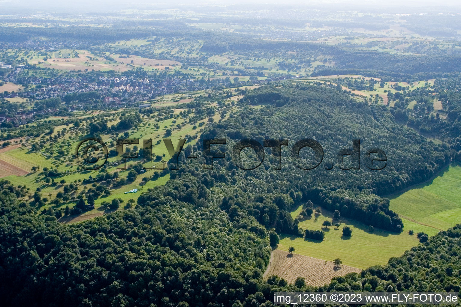 Drone image of Kettelbachtal nature reserve in Gräfenhausen in the state Baden-Wuerttemberg, Germany