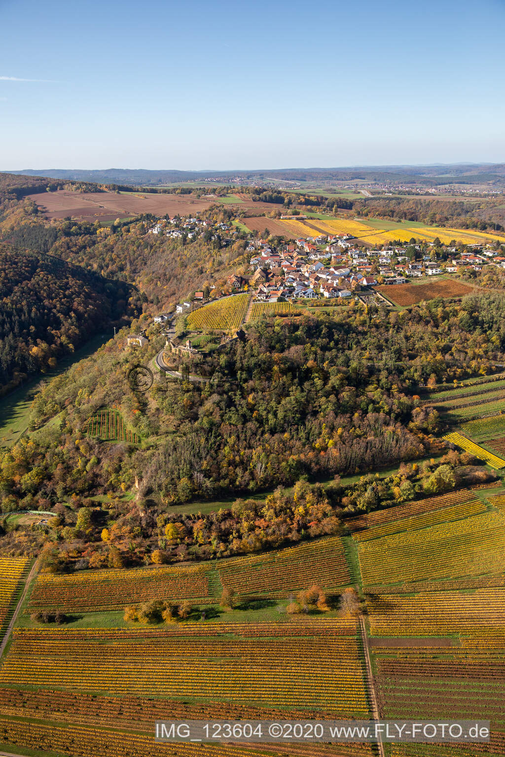 Aerial view of Battenberg in the state Rhineland-Palatinate, Germany