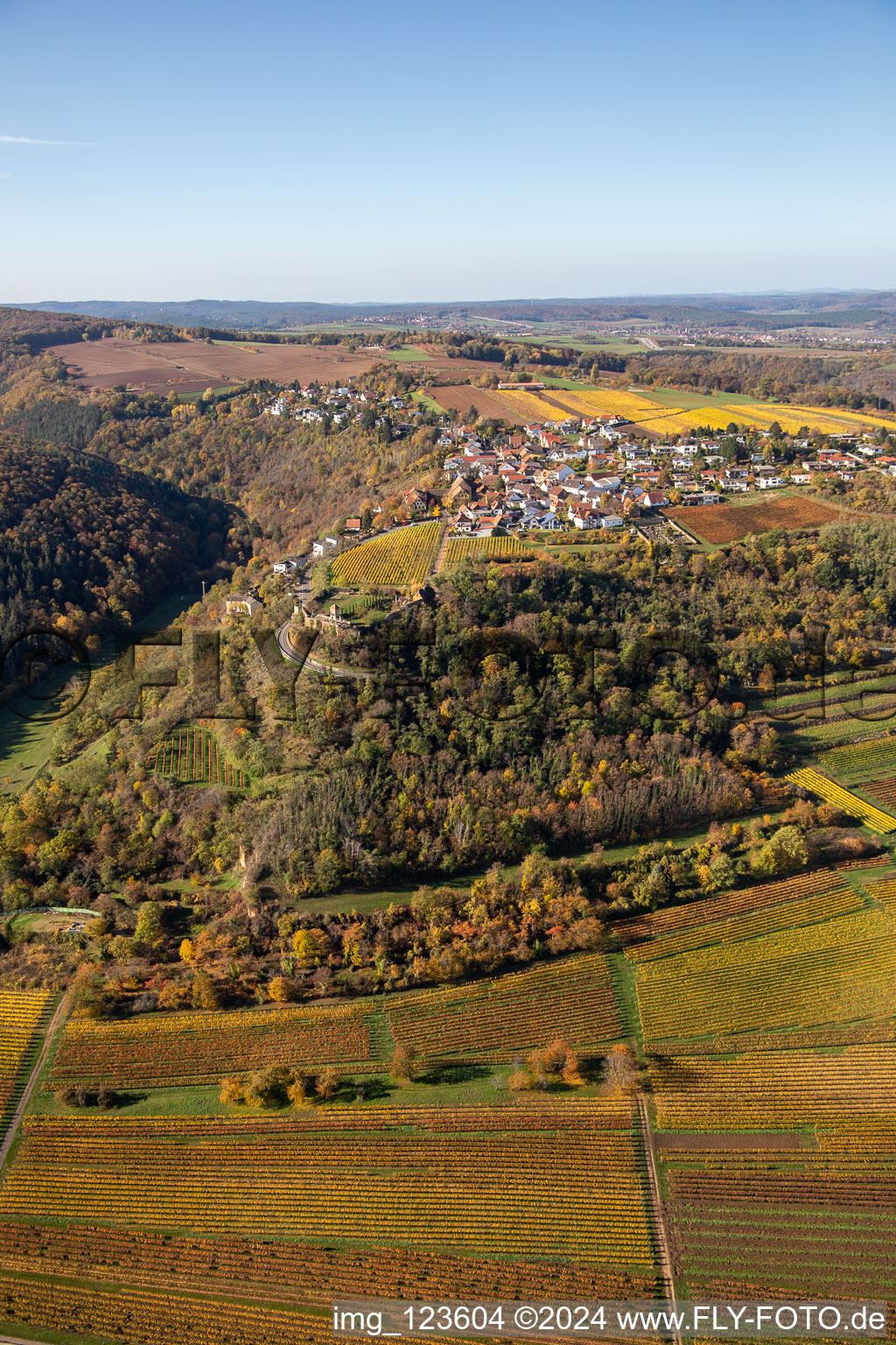 Aerial view of Battenberg in the state Rhineland-Palatinate, Germany