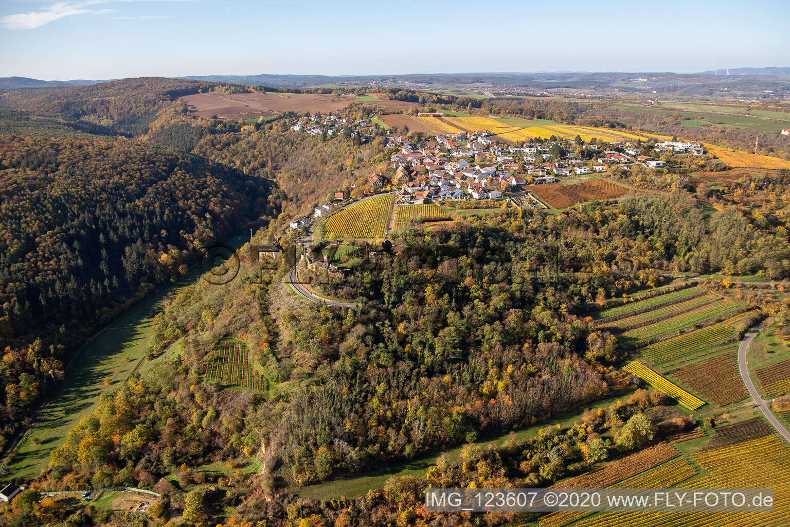 Aerial photograpy of Battenberg in the state Rhineland-Palatinate, Germany