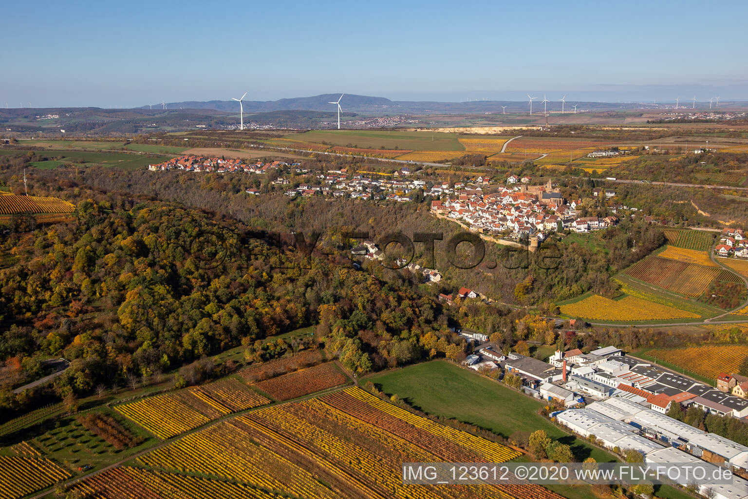 Neuleiningen in the state Rhineland-Palatinate, Germany from a drone