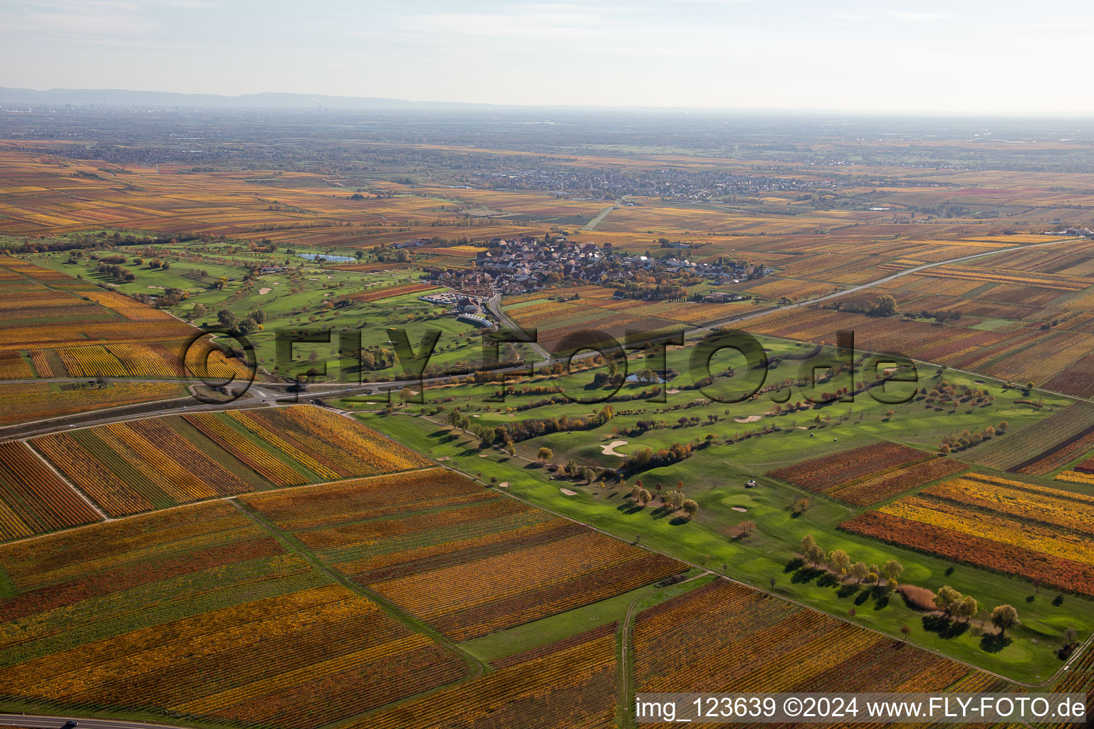 Grounds of the Golf course at Golfgarten Deutsche Weinstrasse - Dackenheim - GOLF absolute in Dackenheim in the state Rhineland-Palatinate, Germany out of the air