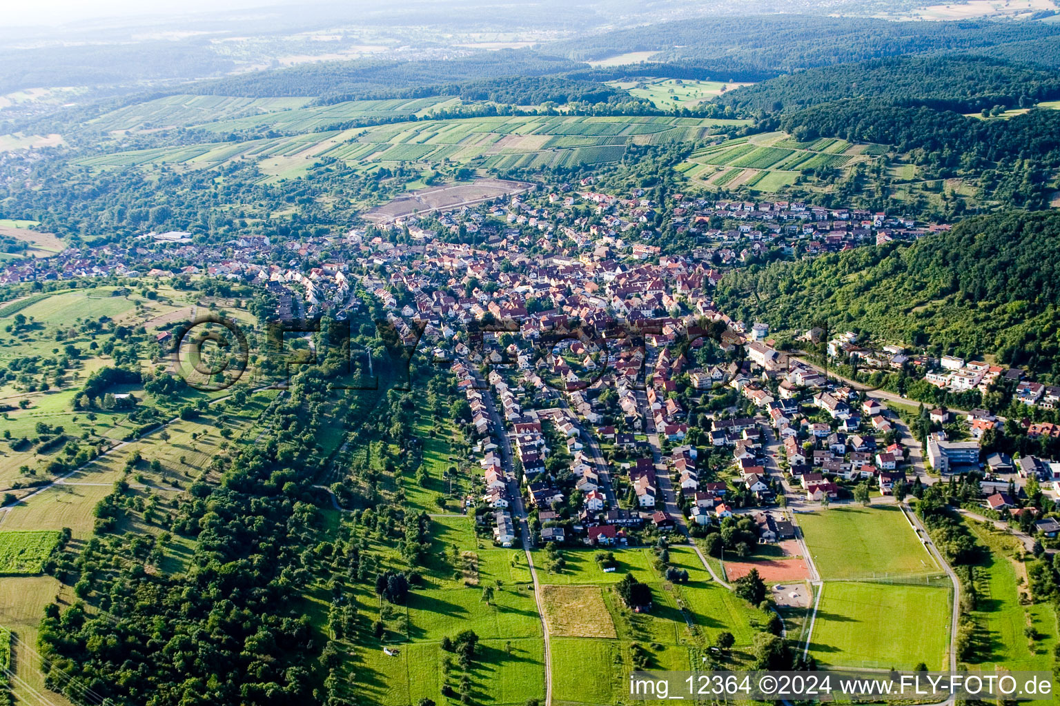 Town View of the streets and houses of the residential areas in Keltern in the state Baden-Wurttemberg