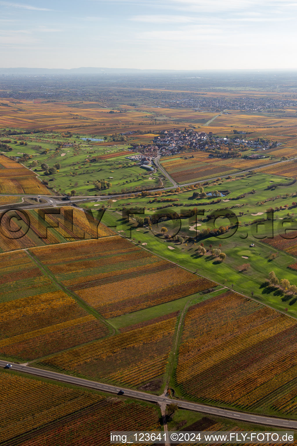 Golf Garden German Wine Route in Dackenheim in the state Rhineland-Palatinate, Germany from above