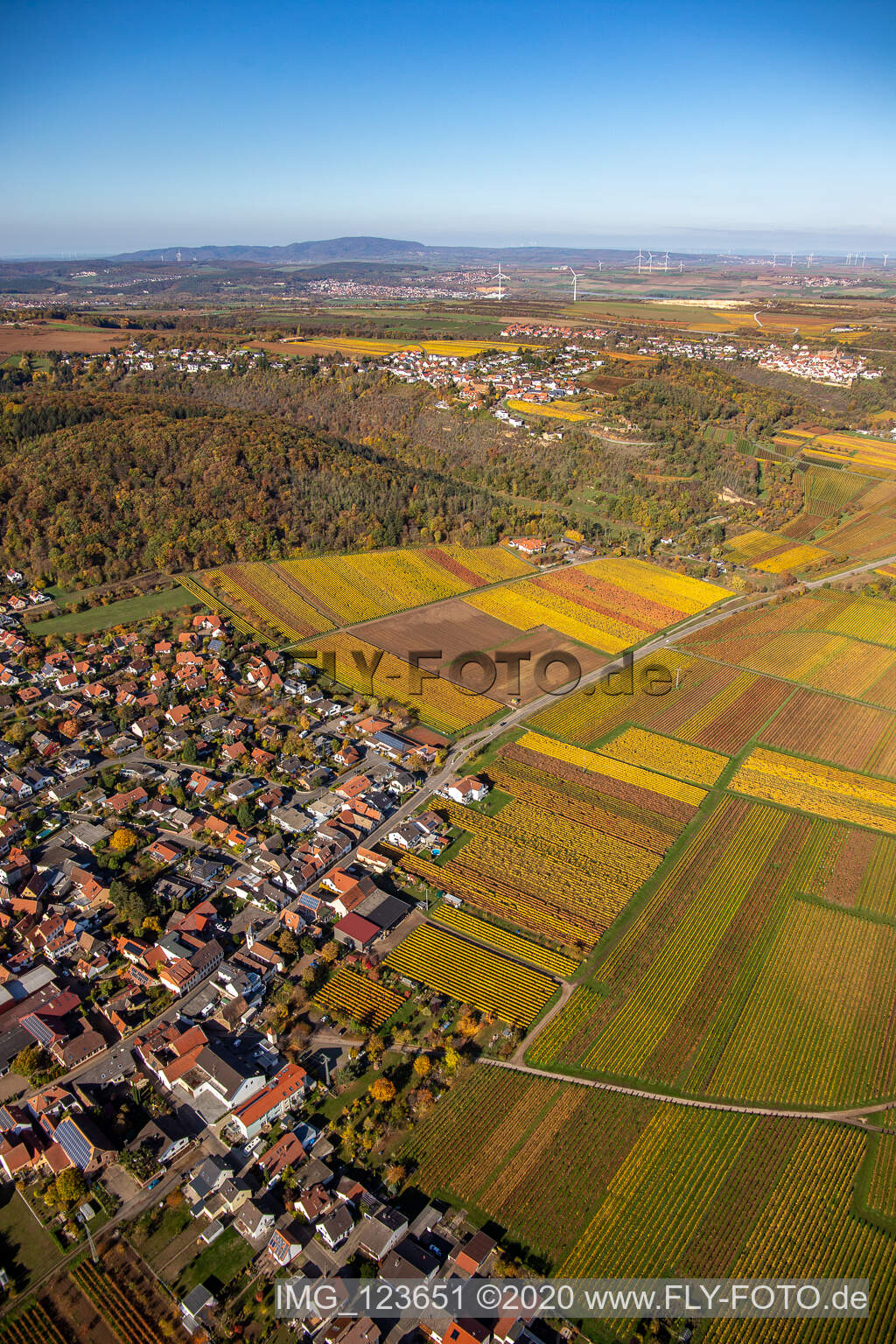 Battenberg in the state Rhineland-Palatinate, Germany from above