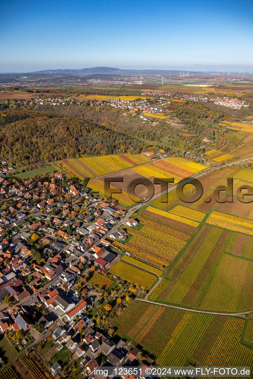 Battenberg in the state Rhineland-Palatinate, Germany from above