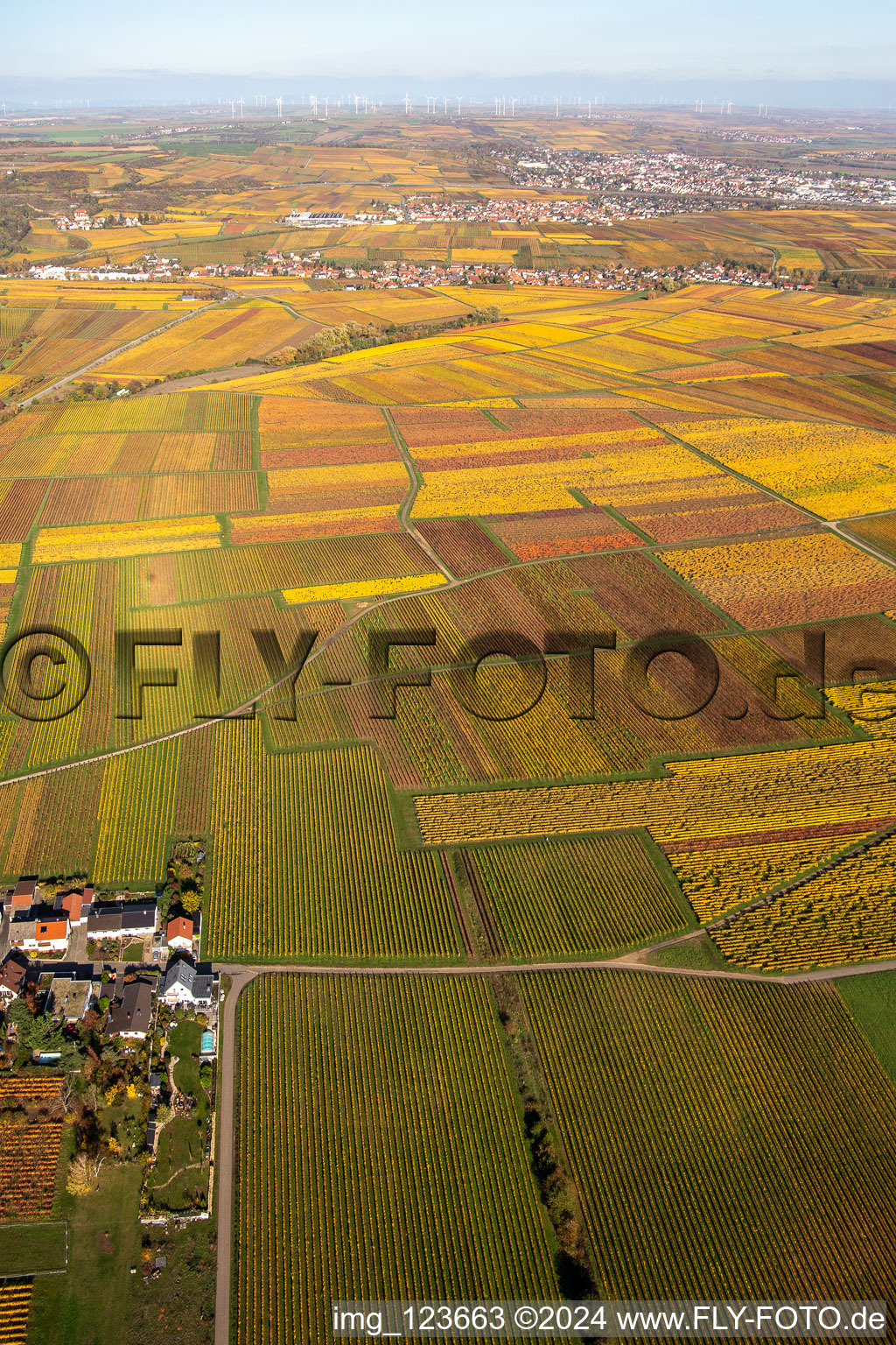 Aerial photograpy of Kleinkarlbach in the state Rhineland-Palatinate, Germany