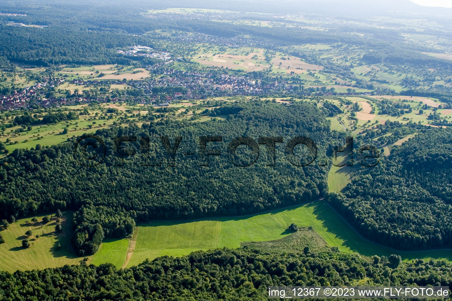 Kettelbachtal nature reserve in Gräfenhausen in the state Baden-Wuerttemberg, Germany seen from a drone