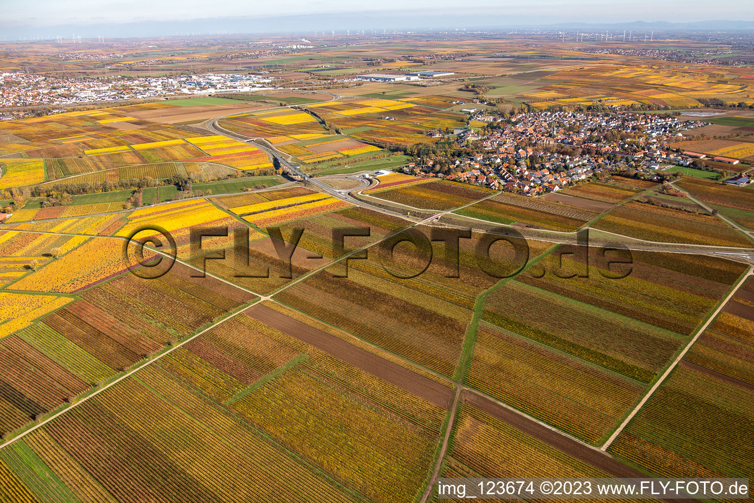Drone image of Kirchheim an der Weinstraße in the state Rhineland-Palatinate, Germany