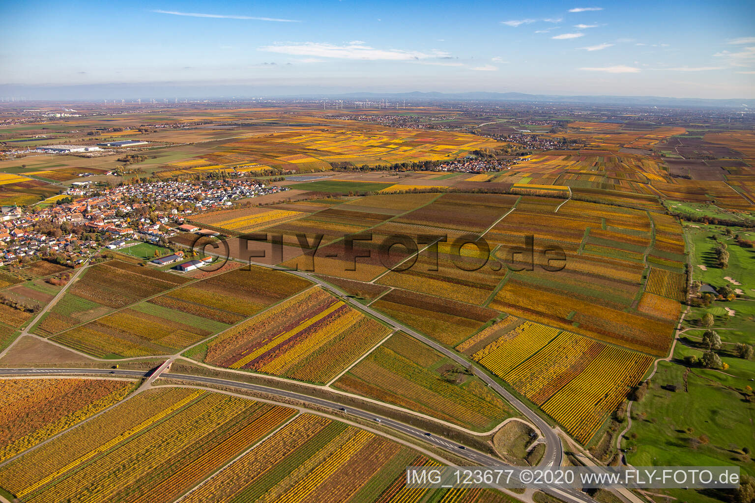 Kirchheim an der Weinstraße in the state Rhineland-Palatinate, Germany from the drone perspective