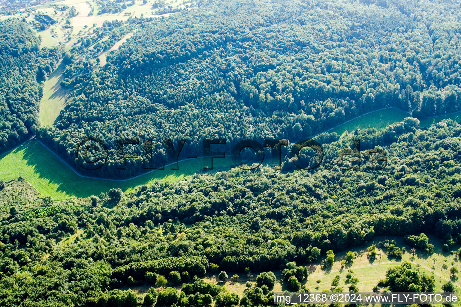 Kettelbachtal Nature Reserve in the district Obernhausen in Birkenfeld in the state Baden-Wuerttemberg, Germany from a drone