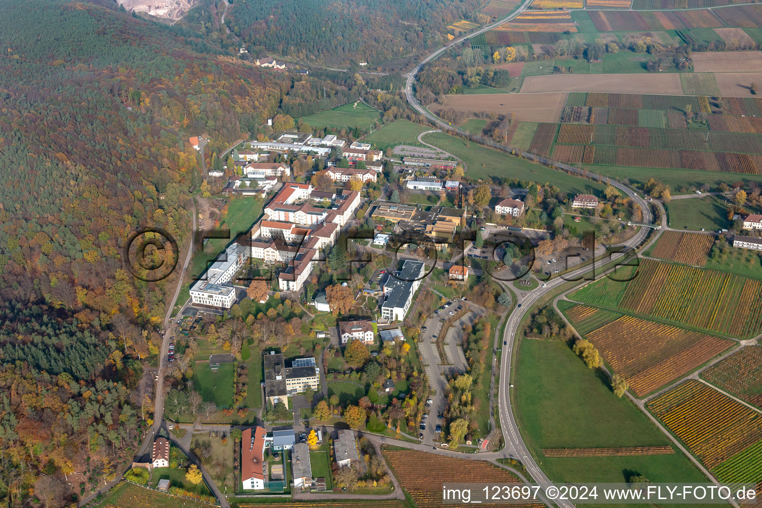 Pfalzklinik Landeck in Klingenmünster in the state Rhineland-Palatinate, Germany out of the air