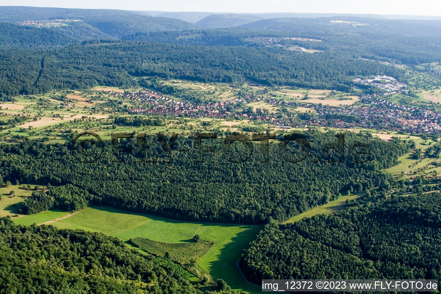 Kettelbachtal nature reserve in Gräfenhausen in the state Baden-Wuerttemberg, Germany from above