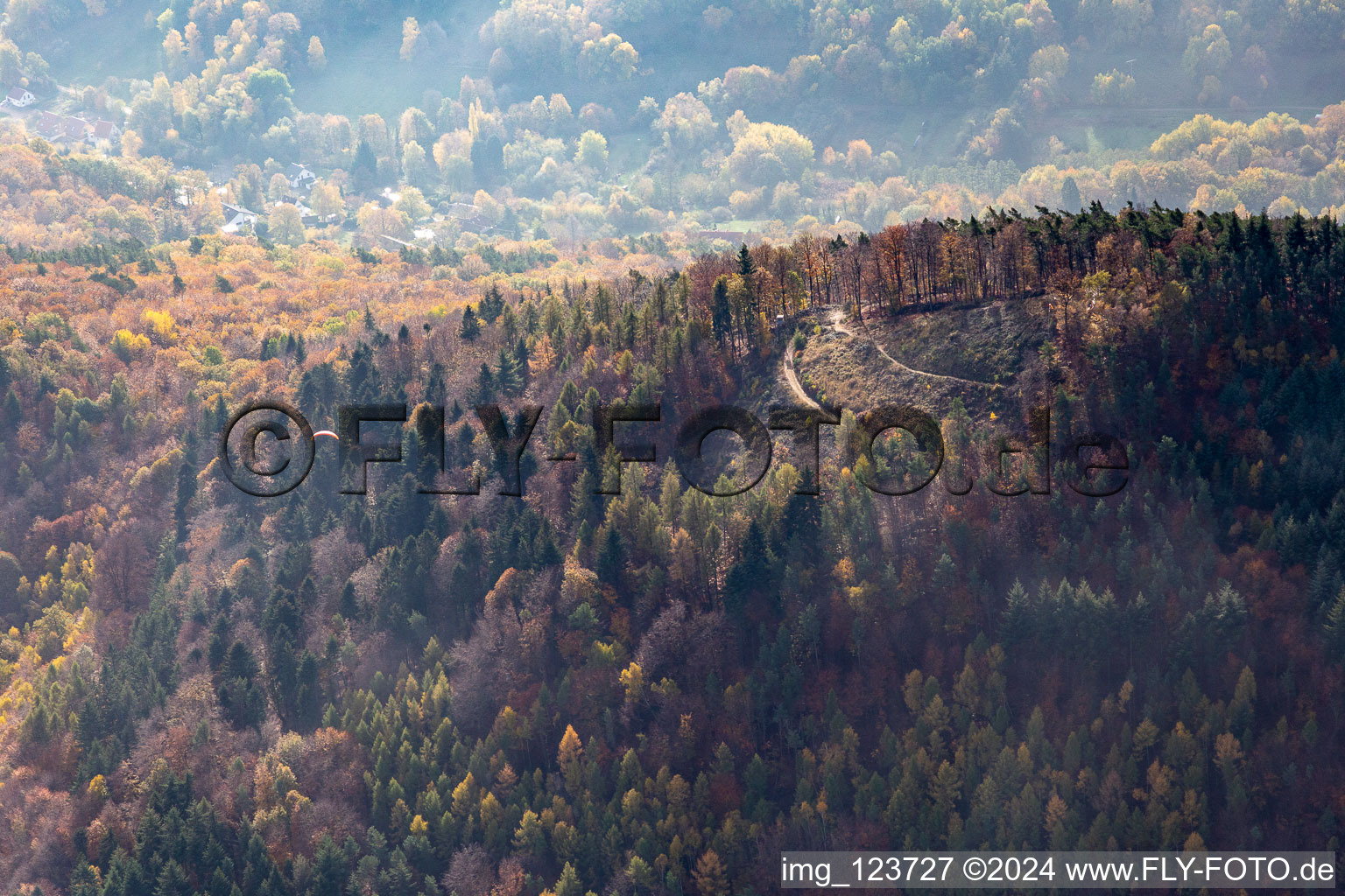 Paragliding launch site in Leinsweiler in the state Rhineland-Palatinate, Germany