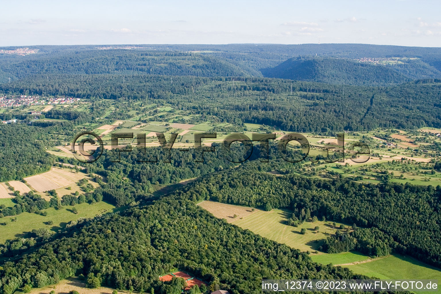 Kettelbachtal nature reserve in Gräfenhausen in the state Baden-Wuerttemberg, Germany out of the air