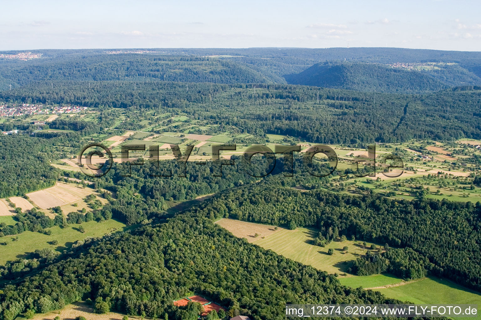 Aerial view of Vinegar Mountain in the district Obernhausen in Birkenfeld in the state Baden-Wuerttemberg, Germany