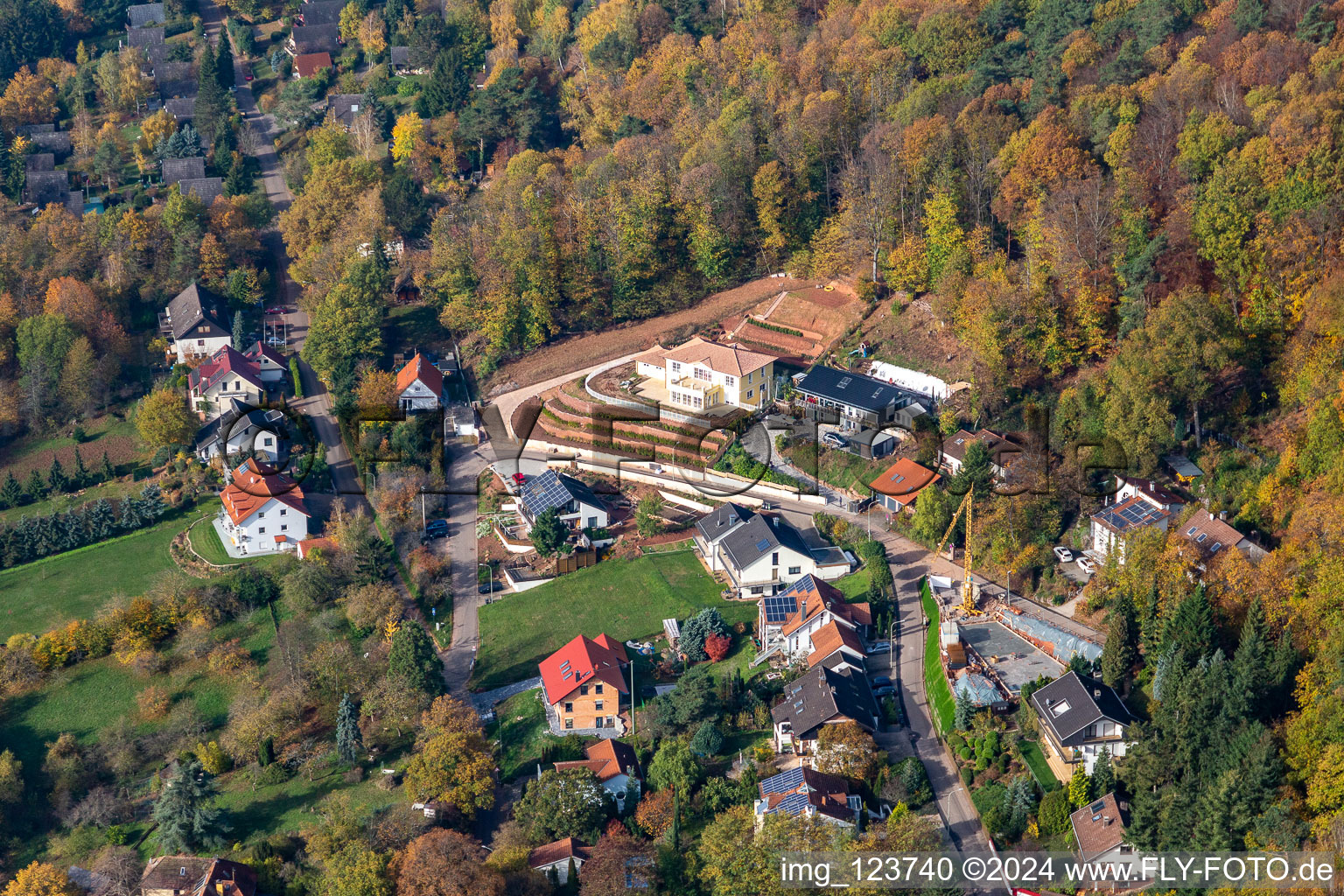 Aerial view of Holiday home Slevogtstr in Leinsweiler in the state Rhineland-Palatinate, Germany