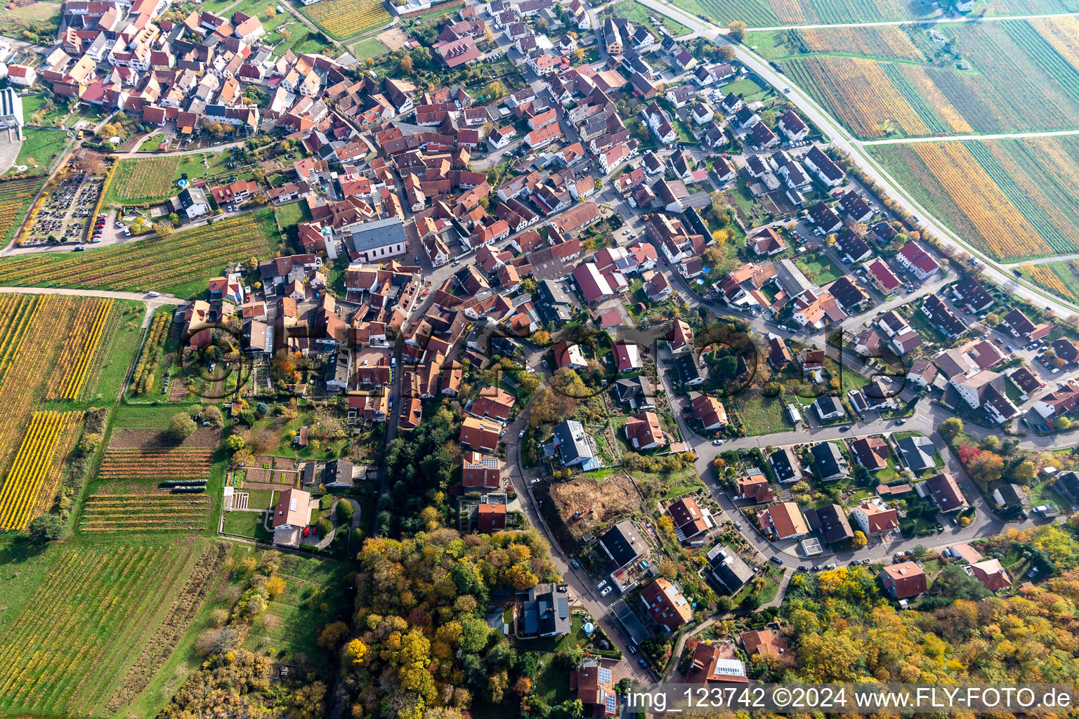 Eschbach in the state Rhineland-Palatinate, Germany from a drone