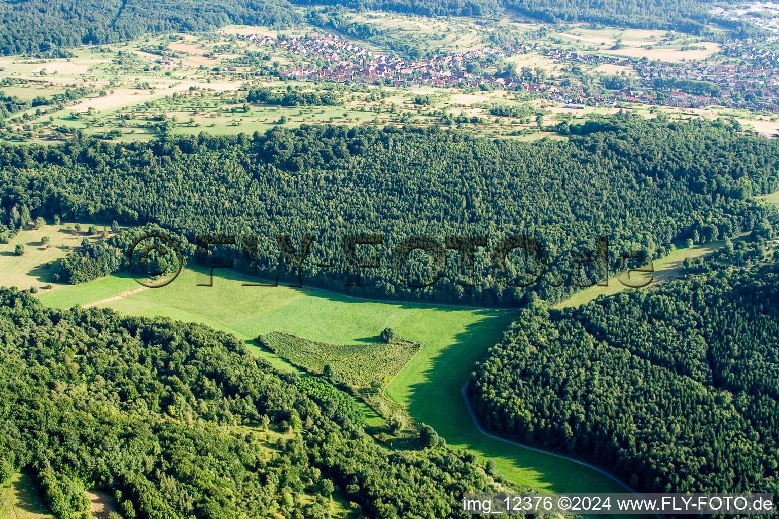 Oblique view of Vinegar Mountain in the district Obernhausen in Birkenfeld in the state Baden-Wuerttemberg, Germany