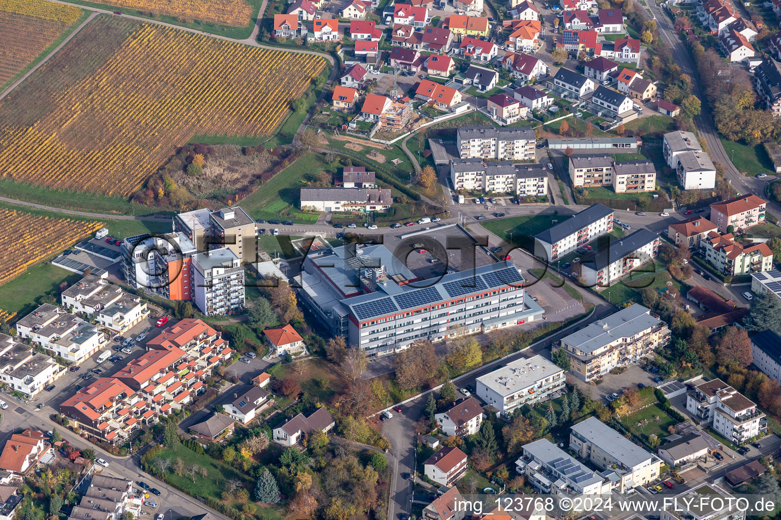 Hospital grounds of the Clinic Klinikum Landau - Suedliche Weinstrasse GmbH in Bad Bergzabern in the state Rhineland-Palatinate, Germany