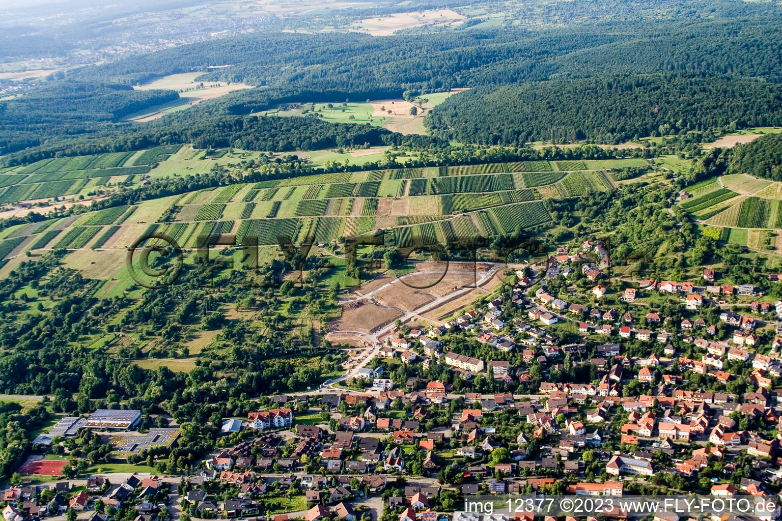 Aerial view of Dietlingen in the state Baden-Wuerttemberg, Germany