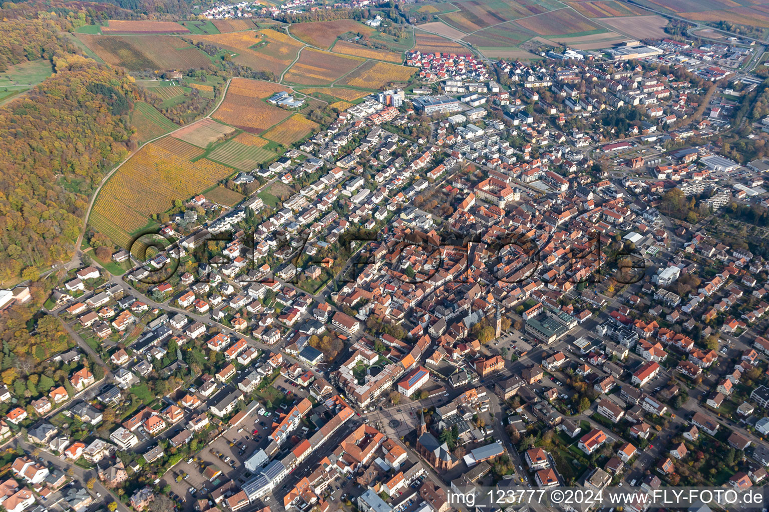 Drone image of Bad Bergzabern in the state Rhineland-Palatinate, Germany