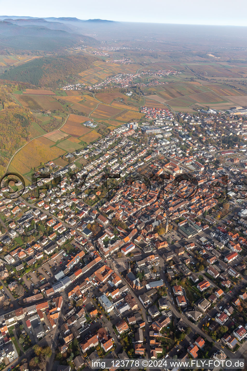 Bad Bergzabern in the state Rhineland-Palatinate, Germany from the drone perspective