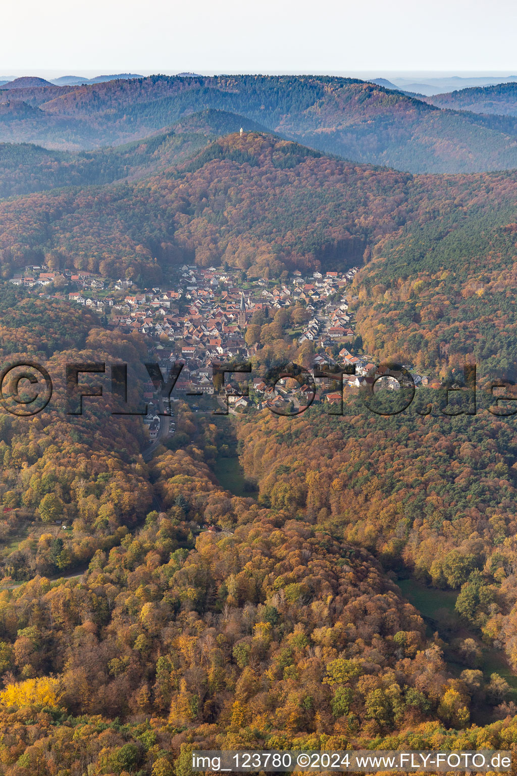 Dörrenbach in the state Rhineland-Palatinate, Germany from the plane