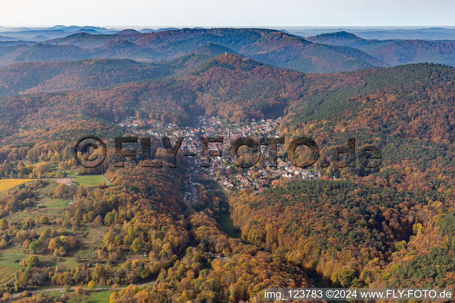 Dörrenbach in the state Rhineland-Palatinate, Germany viewn from the air