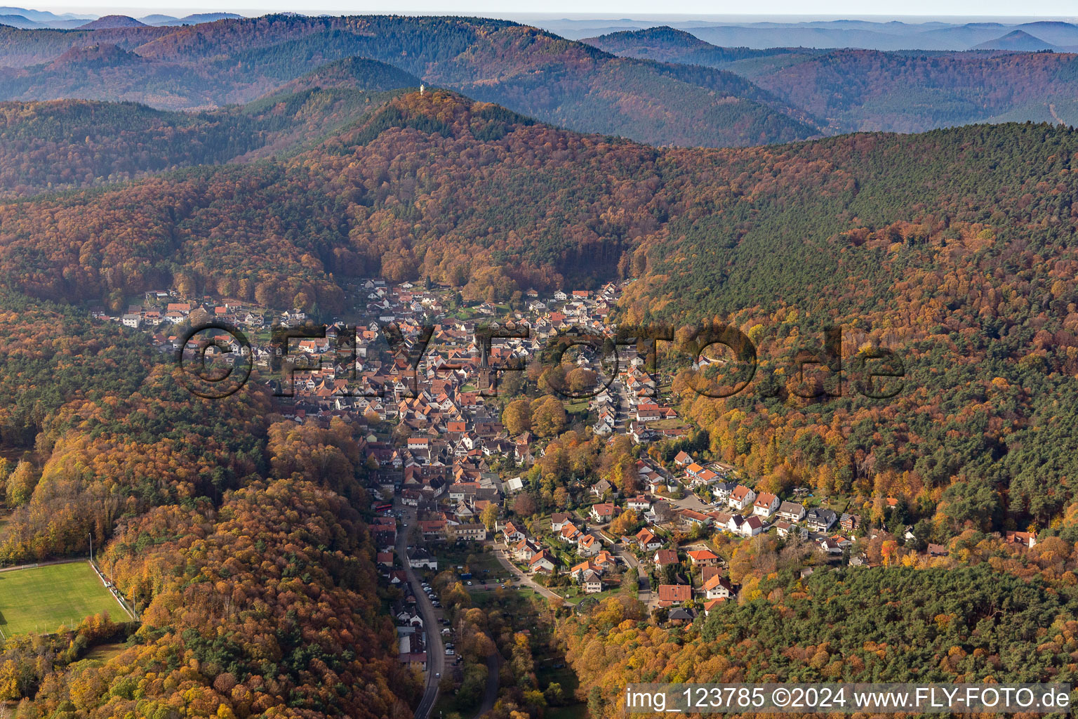 Drone recording of Dörrenbach in the state Rhineland-Palatinate, Germany