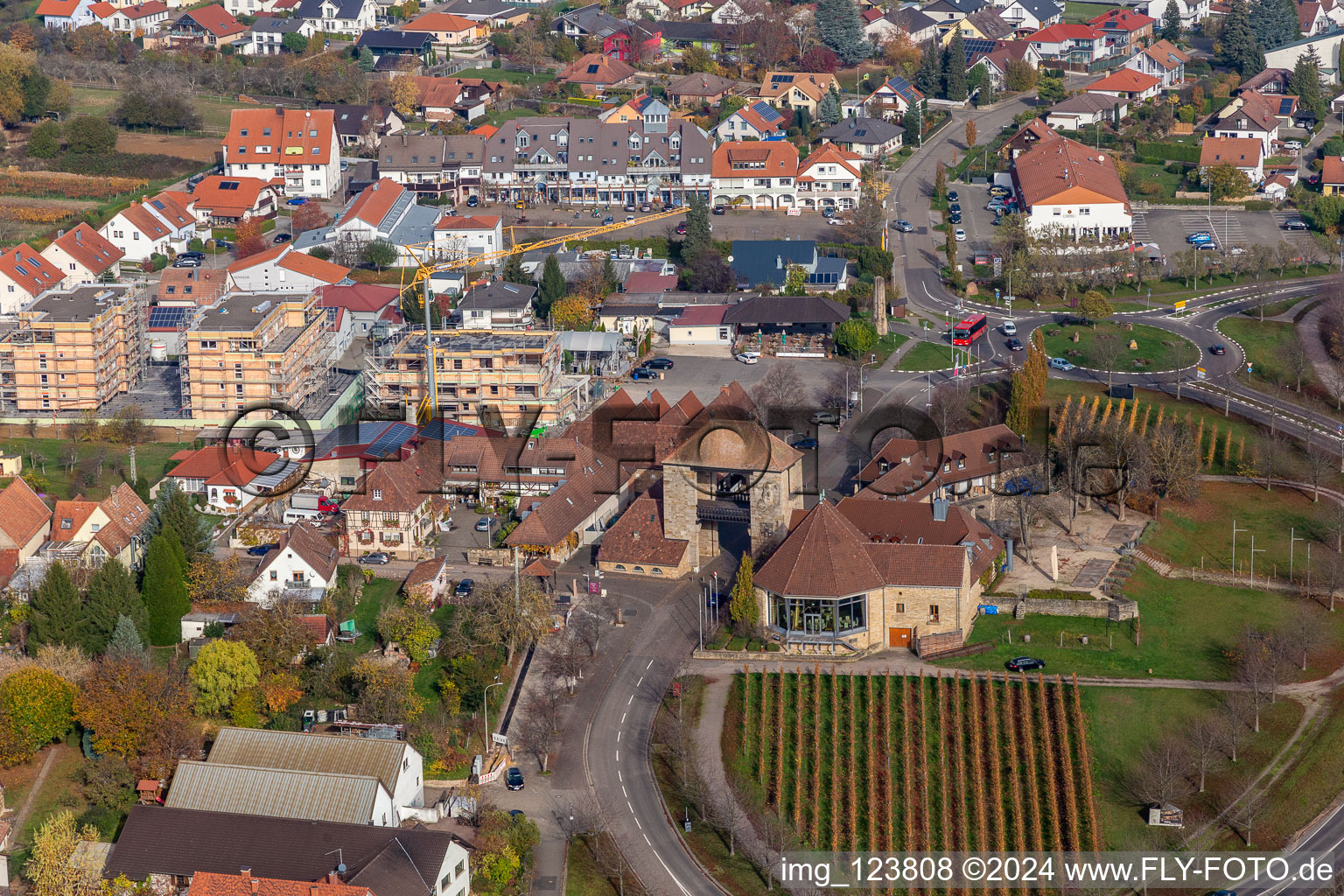 Drone image of District Schweigen in Schweigen-Rechtenbach in the state Rhineland-Palatinate, Germany