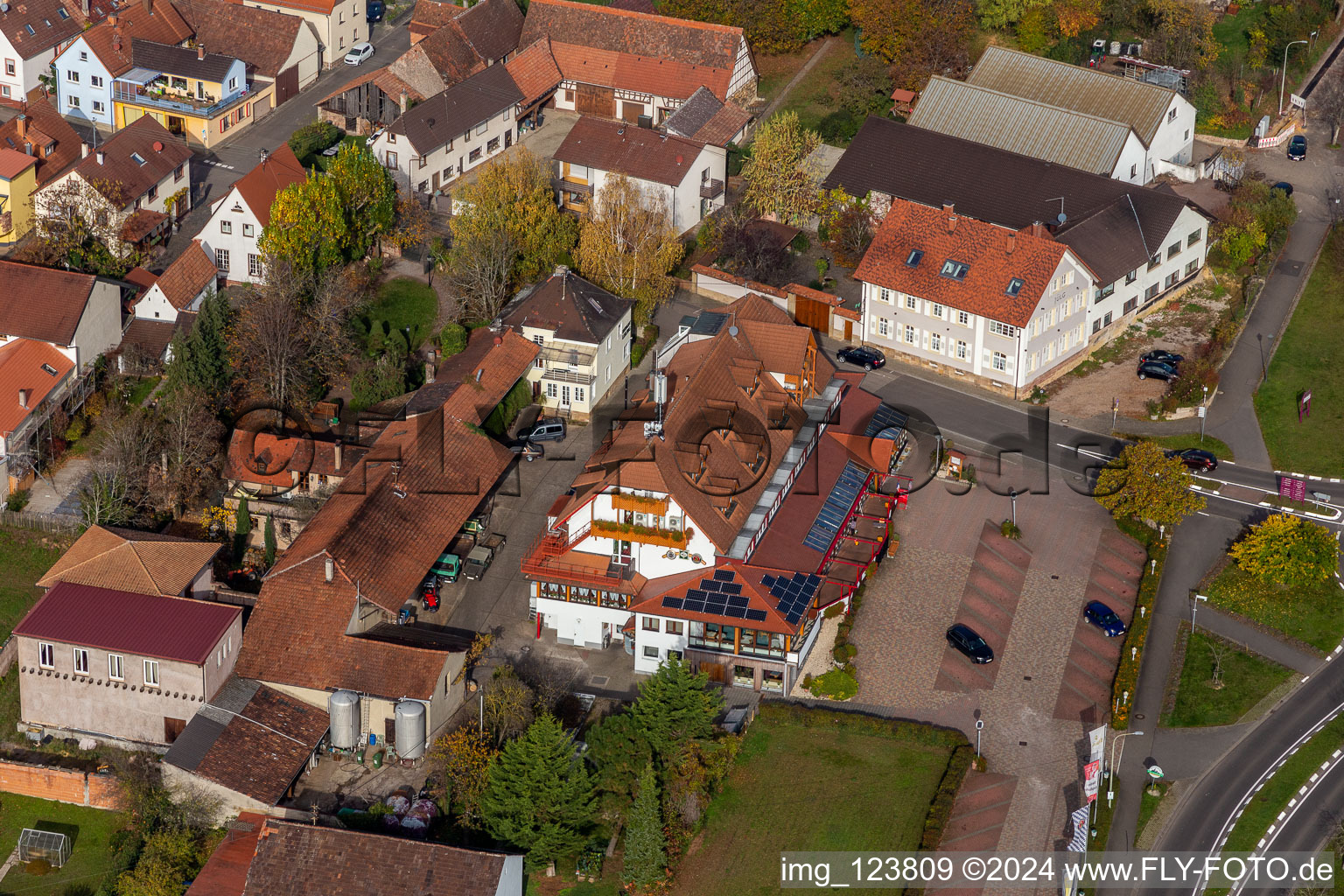 Complex of the hotel building Hotel Restaurant Schweigener Hof in Schweigen in the state Rhineland-Palatinate, Germany